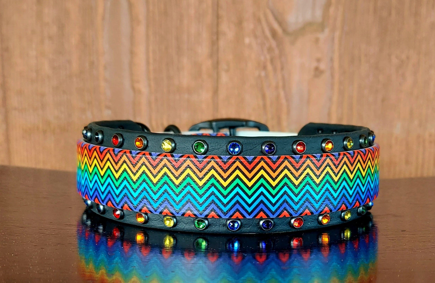 Rainbow Chevron Buckle Collar