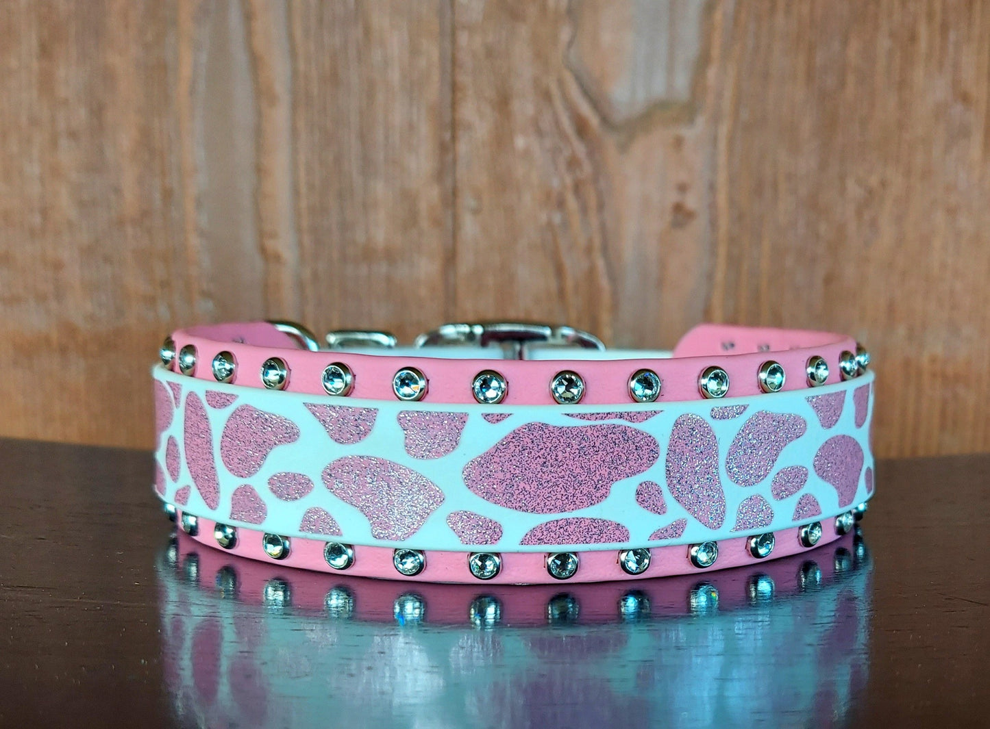 Pink Sparkle Cow Buckle Collar