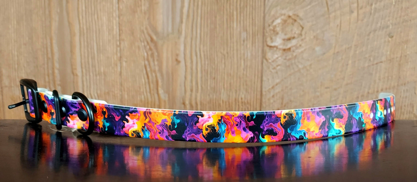 Neon Flames Single Layer Buckle Collar