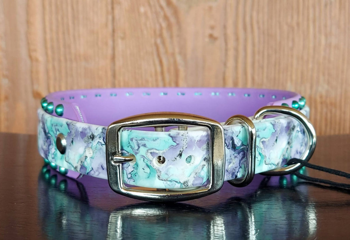 Mint and Purple Marble Buckle Collar