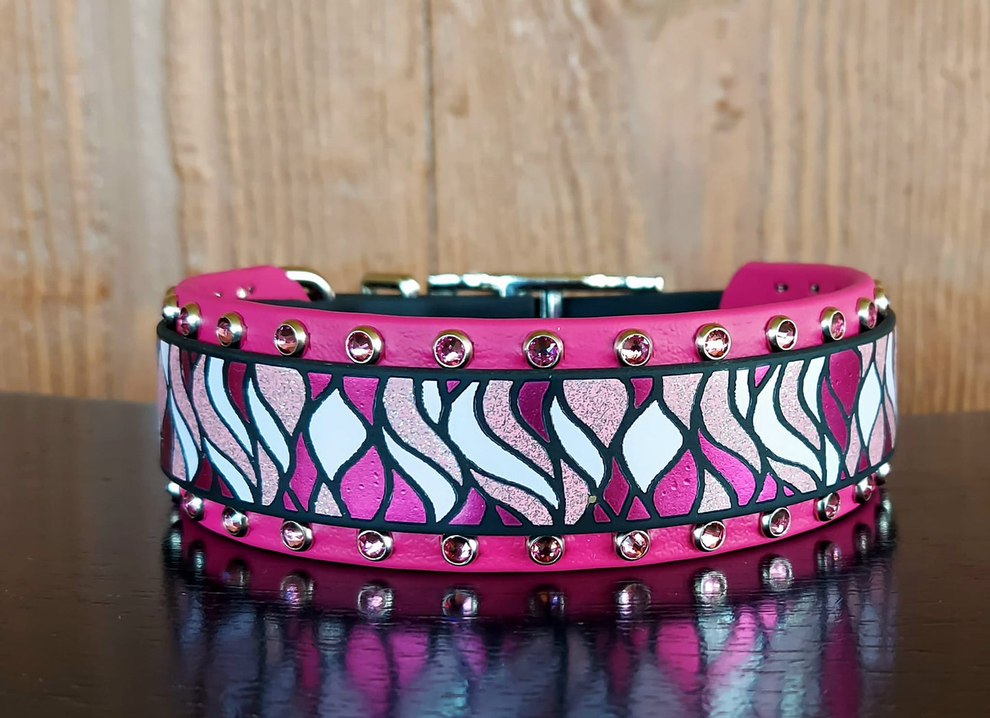 Mosaic Flames SPARKLE Buckle collar