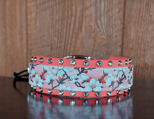 Cherry Blossoms UV Buckle Collar - CORAL