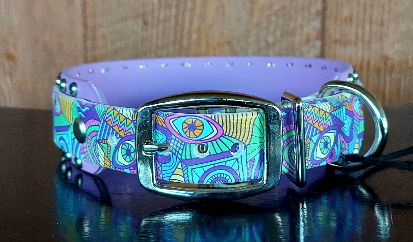 Abstract Eyes Buckle Collar