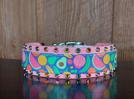 Fruit Basket Buckle Collar, PASTEL PINK