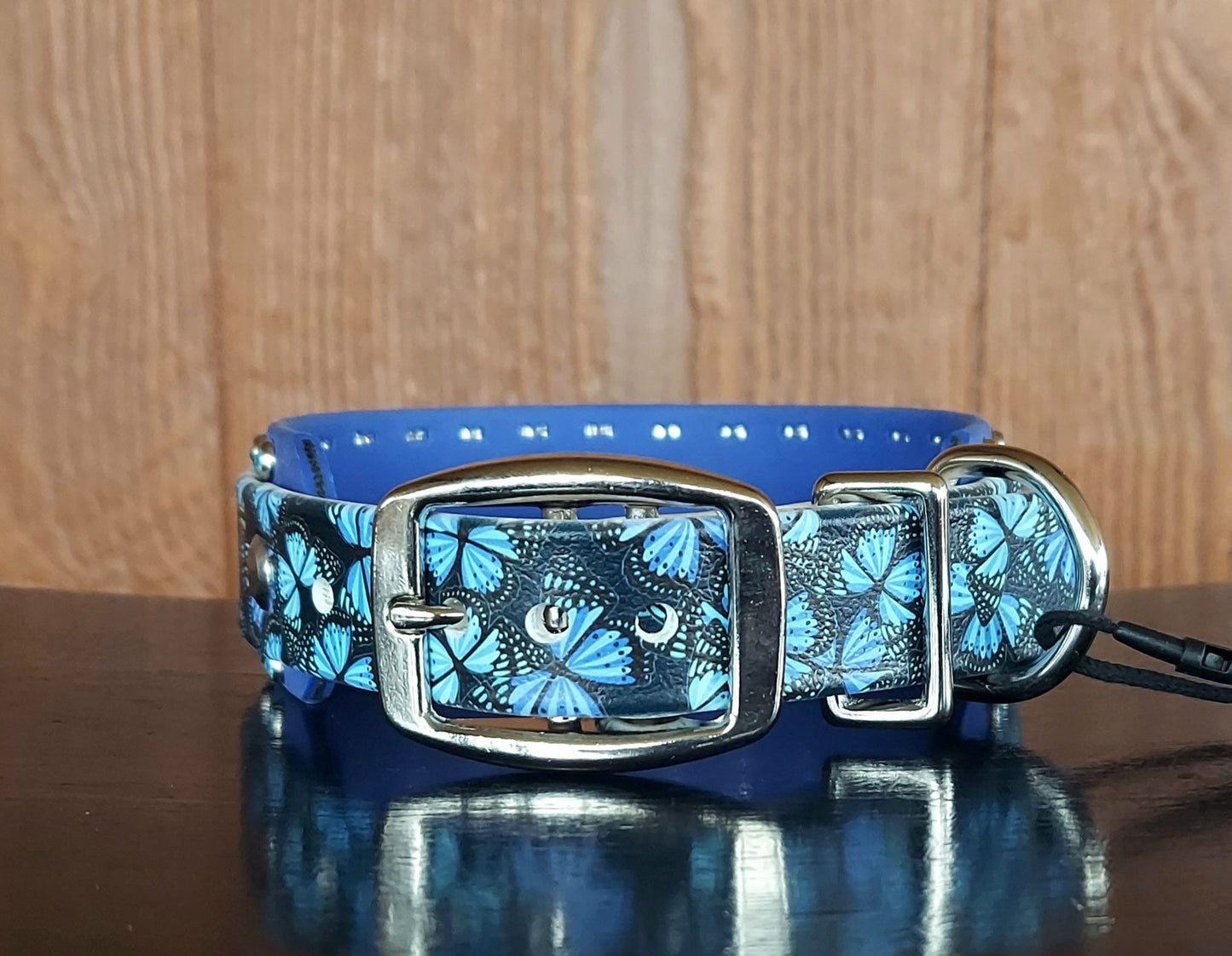 Blue Butterflies UV Printed Buckle Collar