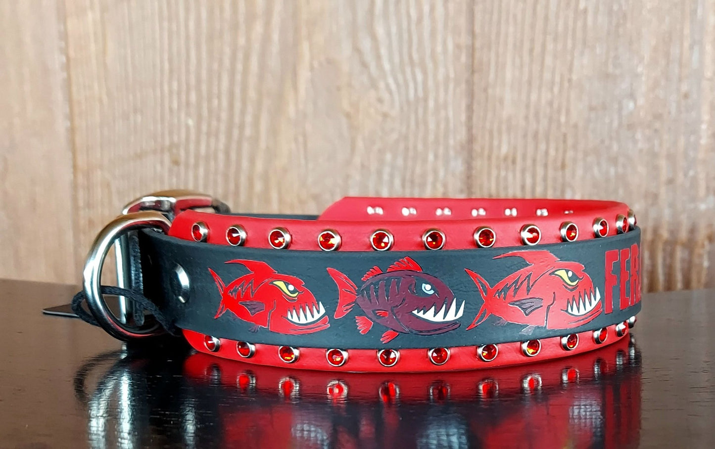 Feral Piranhas RED Buckle Collar