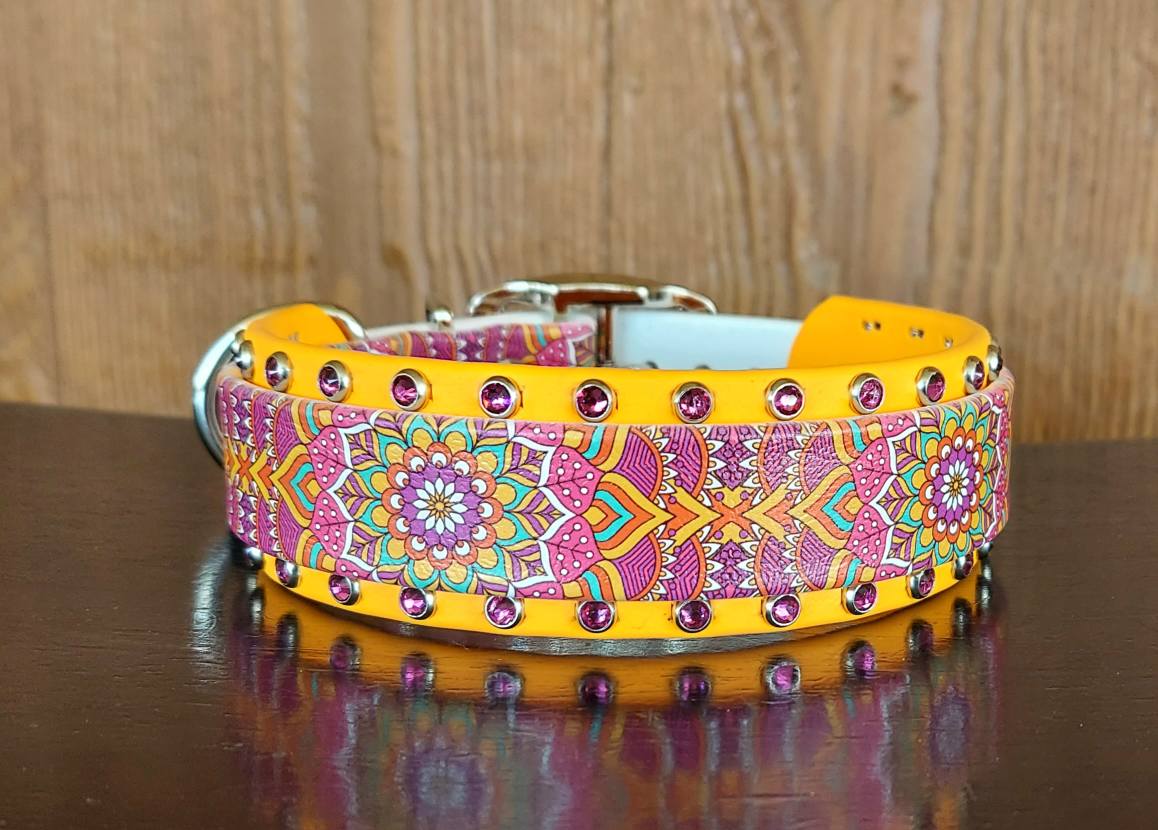 Pink Mandalas Buckle Collar