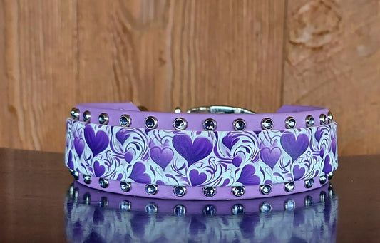 Purple Hearts Buckle Collar
