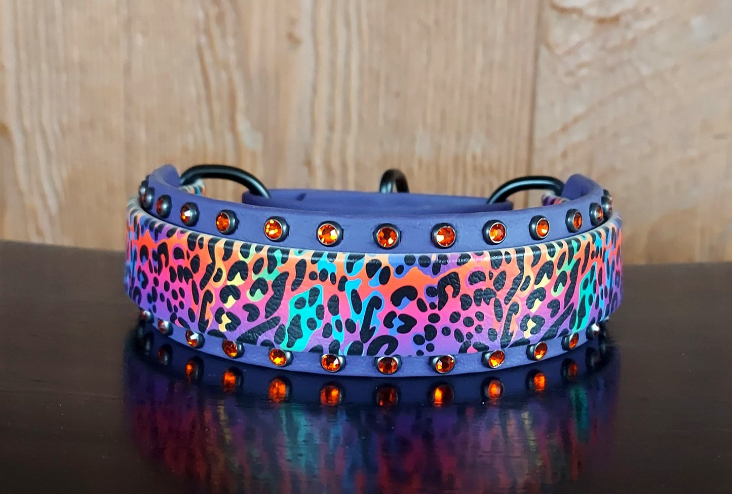 Neon Leopard Martingale Collar