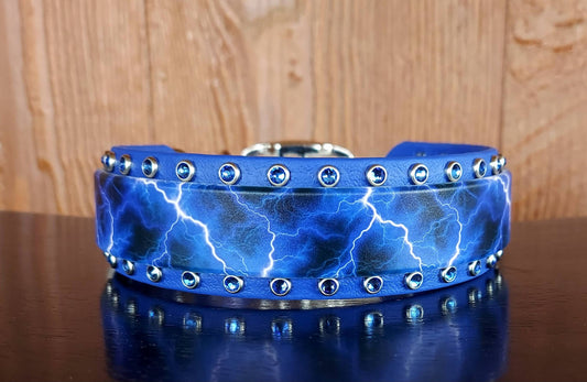 Blue Lightning Buckle Collar