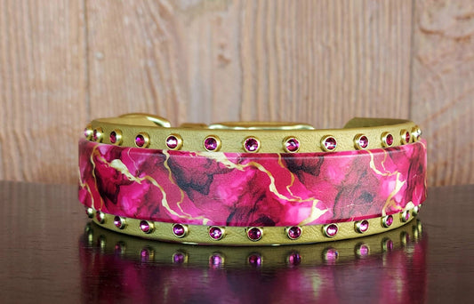 Hot Pink Marble Buckle Collar