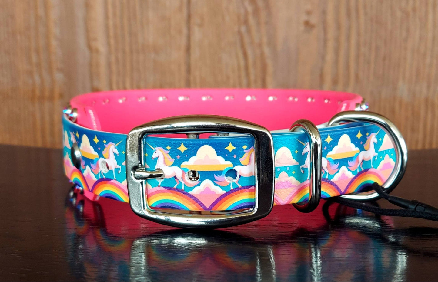 Rainbows and Unicorns Buckle Collar, PINK crystals