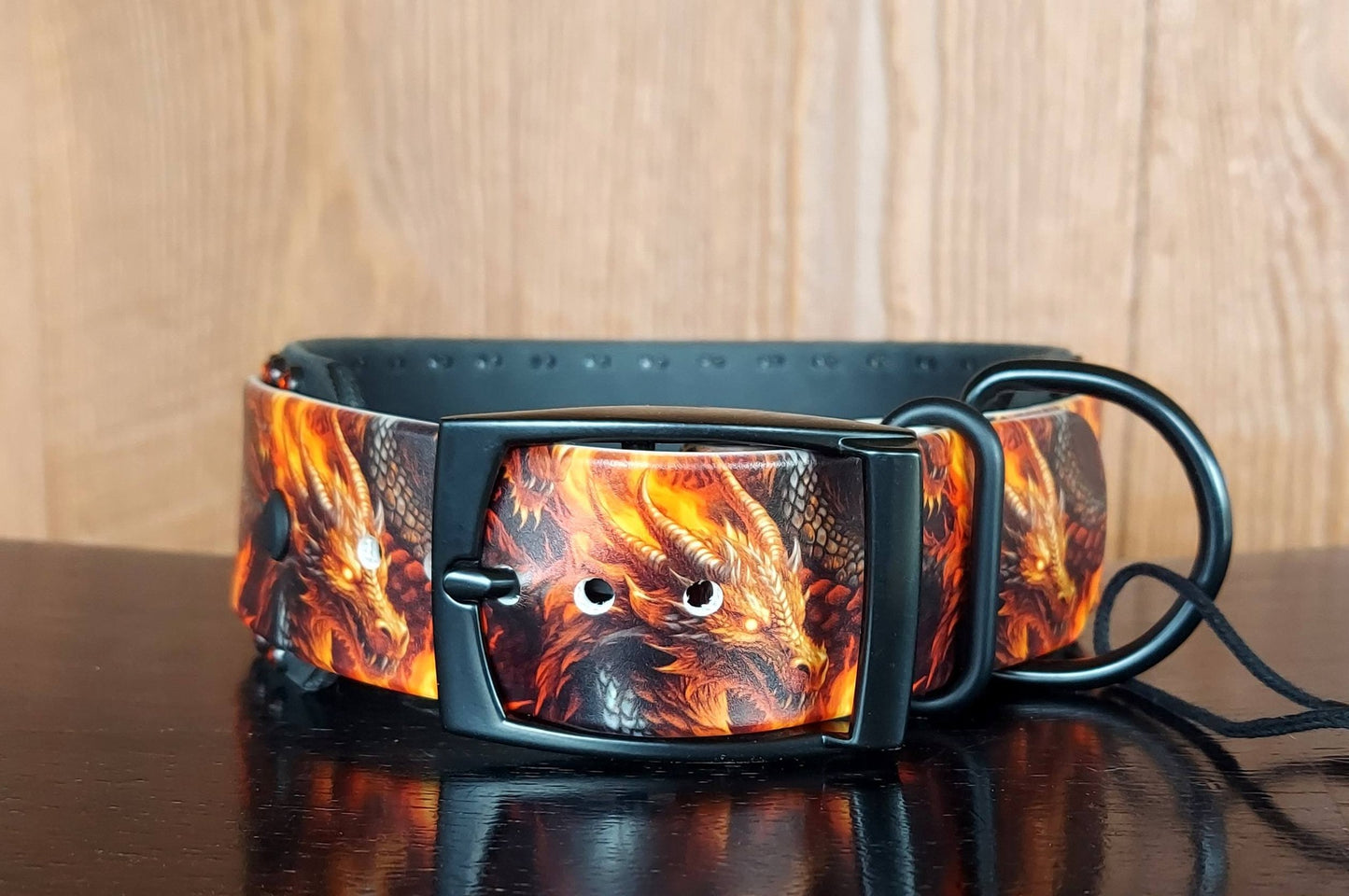 Flaming Dragons Buckle Collar, 2" Wide