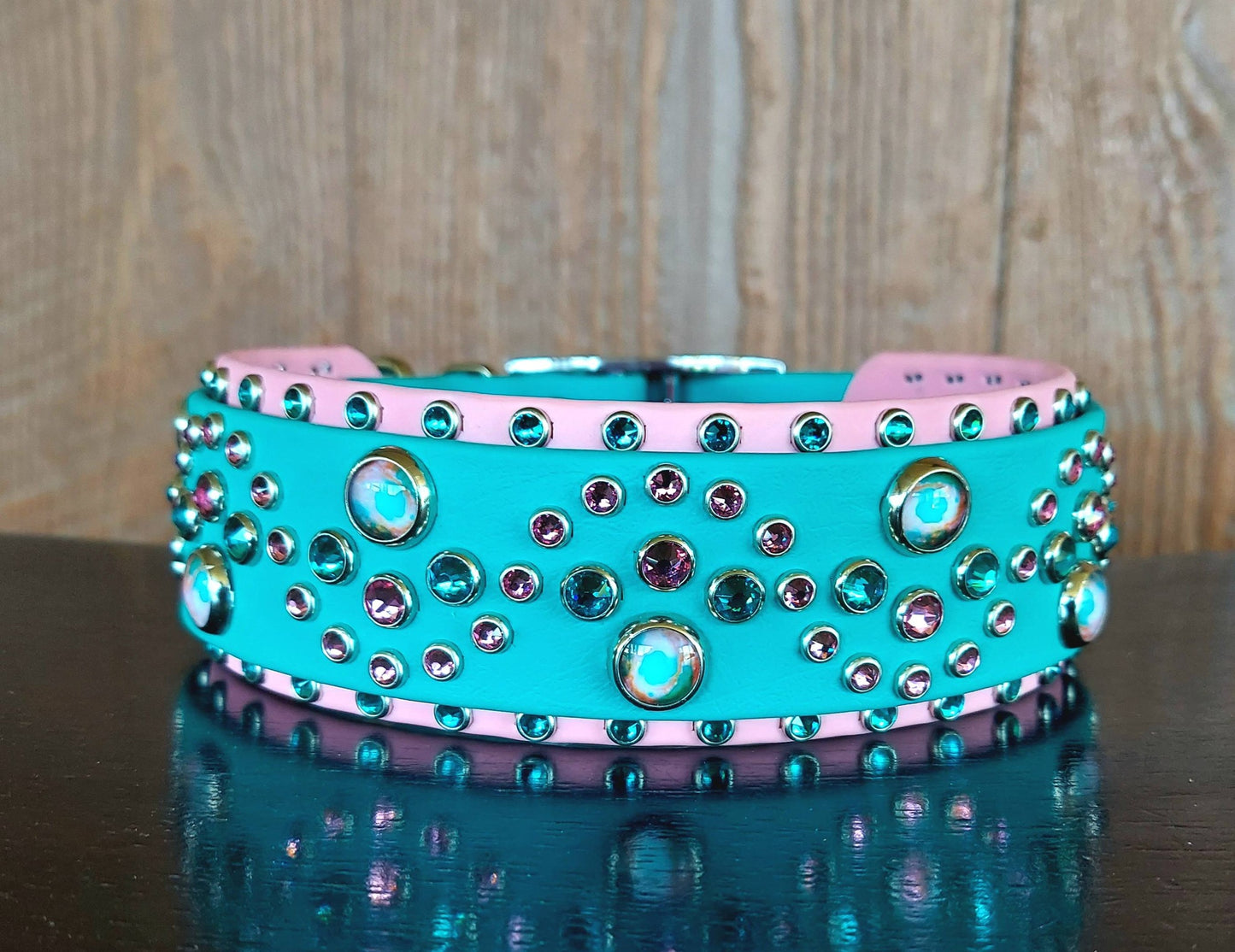 Charisma Buckle Collar - PASTEL PINK/TEAL