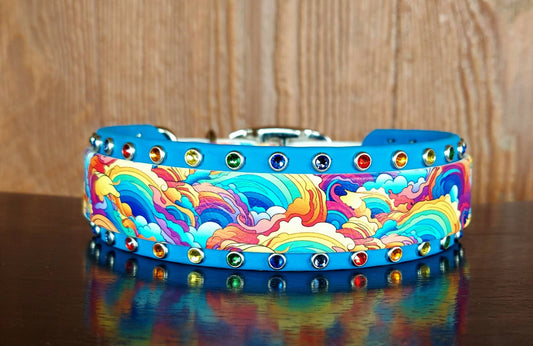 Abstract Rainbow UV Printed Buckle Collar