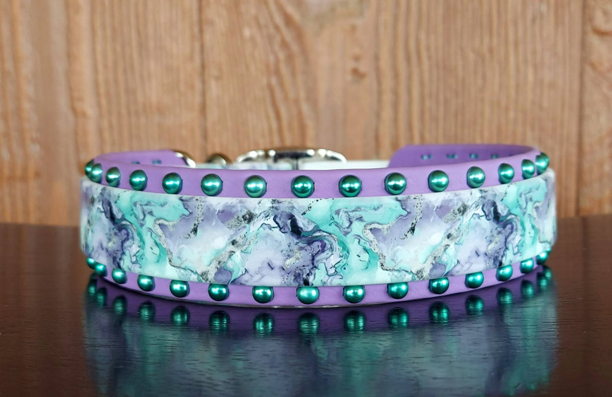 Mint and Purple Marble Buckle Collar