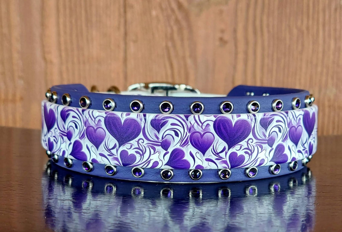 Purple Hearts Buckle Collar