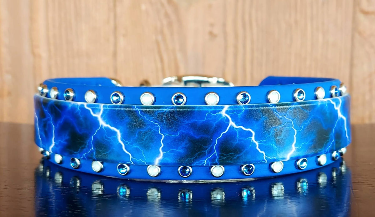 Blue Lightning Buckle Collar