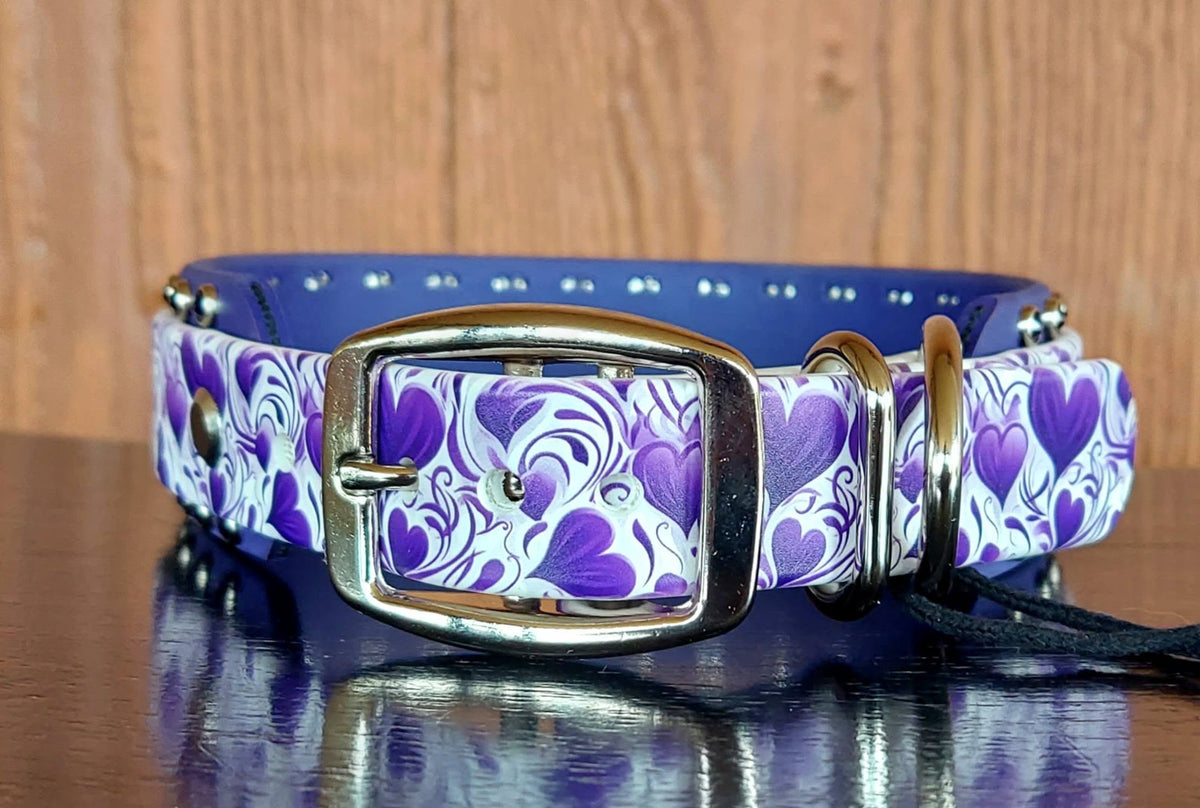Purple Hearts Buckle Collar