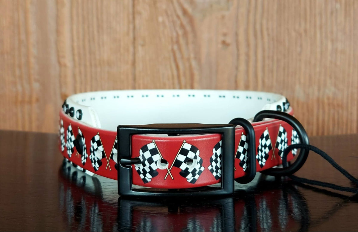 Checkerboard Flag Buckle Collar - Black and White crystals