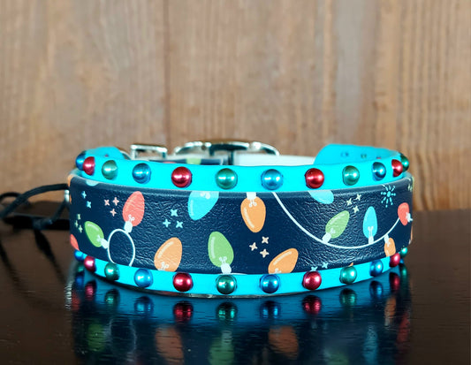 Retro Christmas Lights UV Buckle Collar